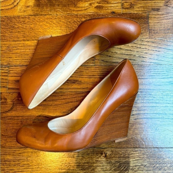 Christian Louboutin Ron Ron Zeppa Carmel Nude leather Wood stacked Wedges 39 - Picture 2 of 10